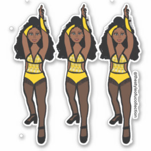 Majorette / Dancer Stickers Yellow/ Black Fringe 1