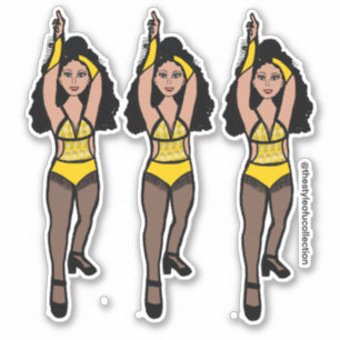 Majorette / Dancer Stickers Yellow/ Black Fringe 2