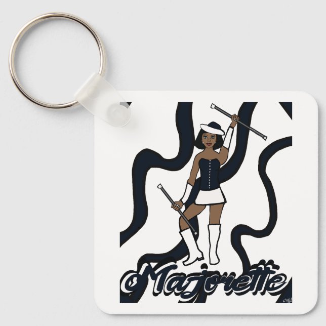 Majorette Keychain/ Black Key Ring (Front)