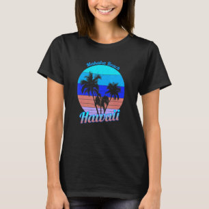 Makaha Beach Hawaii Retro Tropical Palm Trees Vaca T-Shirt