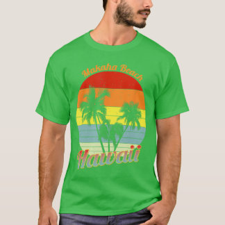 Makaha Beach Hawaii Retro Tropical Palm Trees Vaca T-Shirt