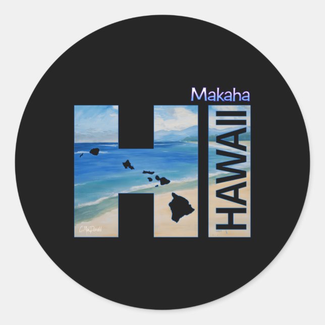 Makaha Hi Hawaii Islands Classic Round Sticker (Front)