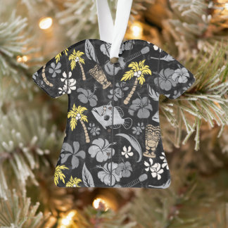 Makapuu Beach Hawaiian Batik Aloha Shirt- Blue Ornament