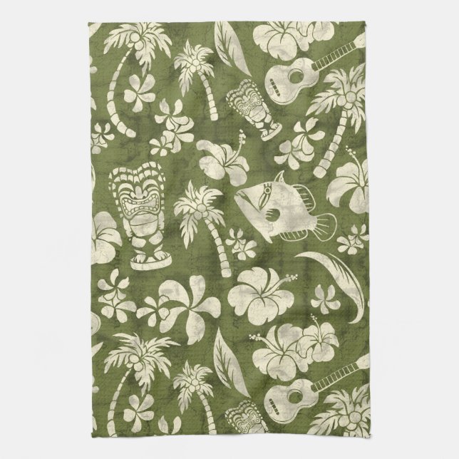 Makapuu Beach Hawaiian Batik Kitchen Towel (Vertical)