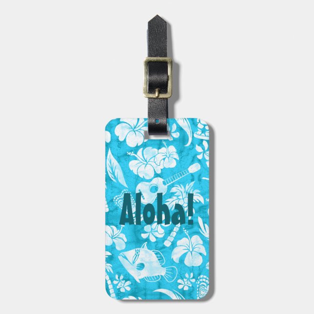 Makapuu Beach Hawaiian Batik Luggage Tags (Front Vertical)
