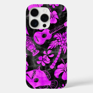 Makapuu Beach Hawaiian Batik Magenta Black iPhone 16 Pro Case