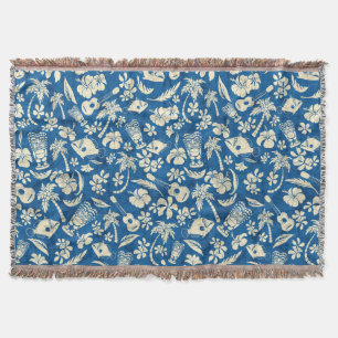 Makapuu Beach Hawaiian Batik Throw Blankets