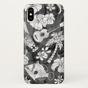 Makapuu Beach Hawaiian Charcoal Grey Batik iPhone X Case