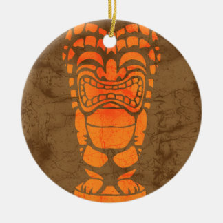 Makapuu Beach Hawaiian Laughing Tiki Batik Ceramic Tree Decoration