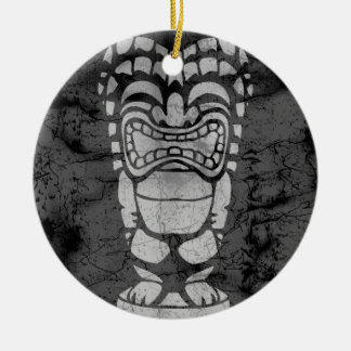 Makapuu Beach Hawaiian Laughing Tiki Batik Ceramic Tree Decoration