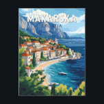 Makarska Croatia Illustration Travel Art Vintage Postcard<br><div class="desc">Makarska retro vector travel design. Makarska is a port town on Croatia’s Dalmatian coast,  known for its Makarska Riviera beaches,  seafront promenade and nightlife.</div>