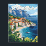 Makarska Croatia Illustration Travel Art Vintage Postcard<br><div class="desc">Makarska retro vector travel design. Makarska is a port town on Croatia’s Dalmatian coast,  known for its Makarska Riviera beaches,  seafront promenade and nightlife.</div>