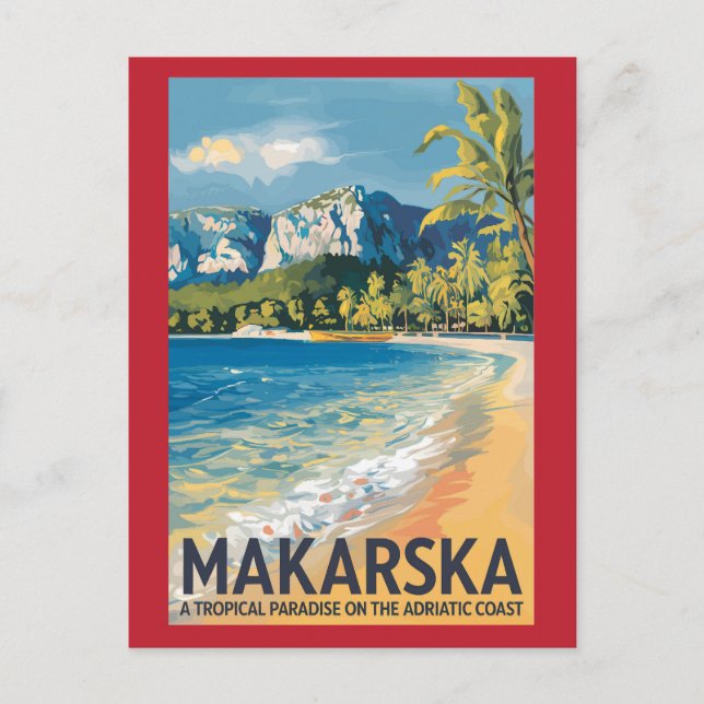 Makarska Croatia Travel Art Vintage Postcard (Front)