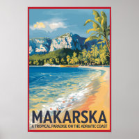 Makarska Croatia Travel Art Vintage