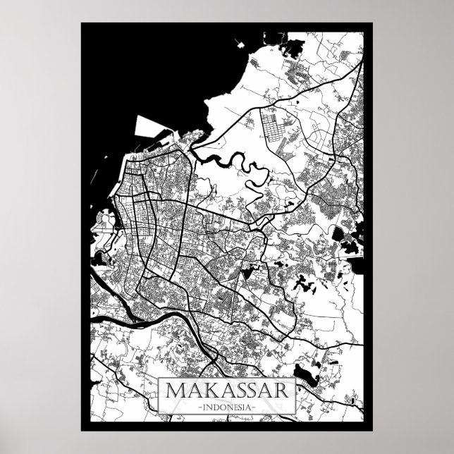 Makassar Indonesia City Map Poster (Front)