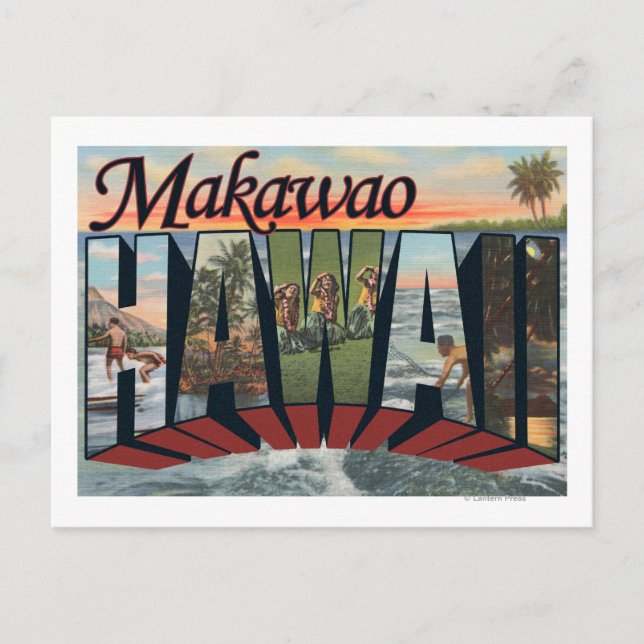 Makawao, Hawaii - Large Letter Scenes Postcard (Front)