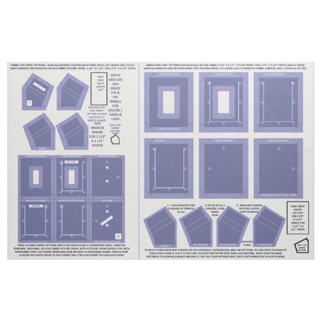 make 2 washable fabric no sew blue photo frames (Fat Quarter)