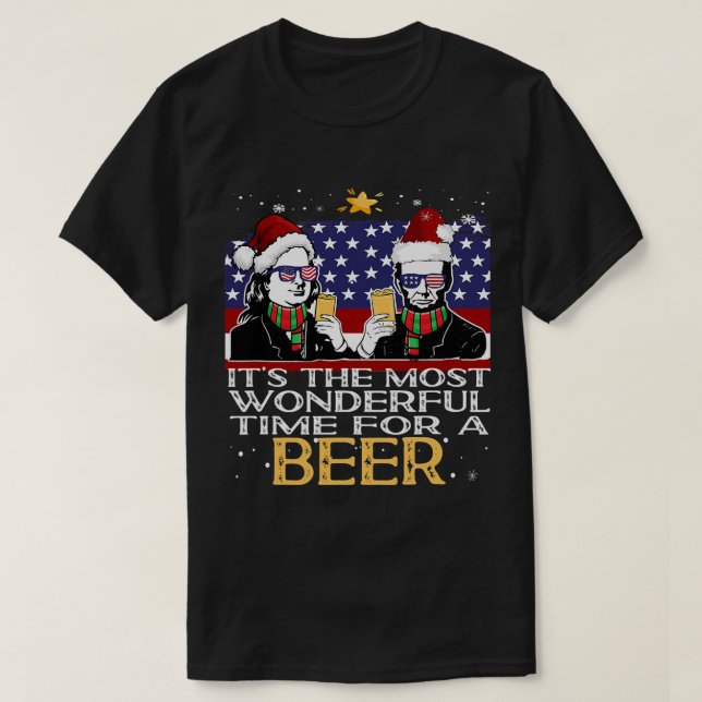 Make 4th of July Great Again Funny Trump Drinking  T-Shirt (Design Front)