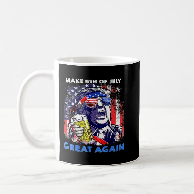 Make 4th Of July Great Again Funny Trump Men Drink Coffee Mug (Left)