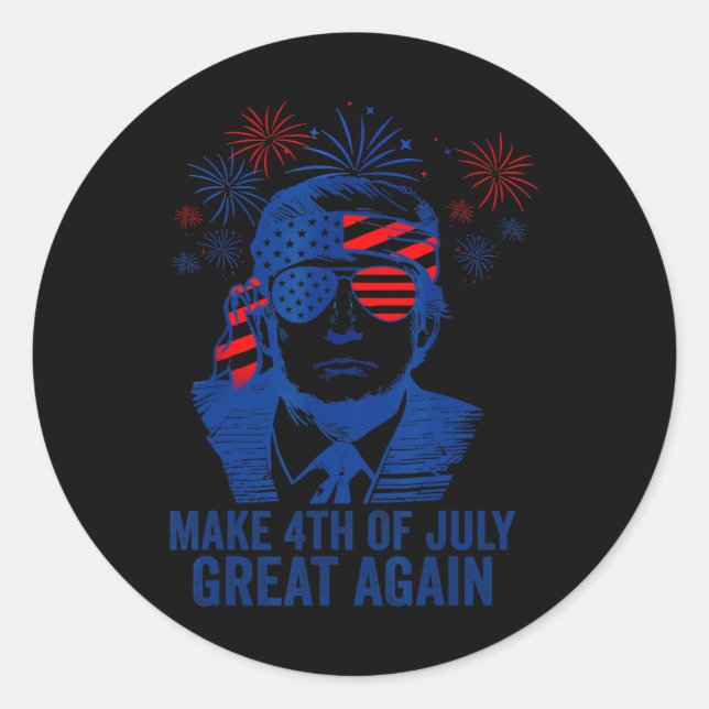 Make 4th Of July Great Again Men American Flag Fun Classic Round Sticker (Front)