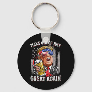 Make 4th Of July Great Again Men Drinking Beer Fun Key Ring
