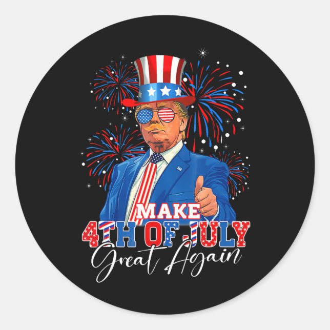 Make 4th Of July Great Again Patriotic Firework Do Classic Round Sticker (Front)