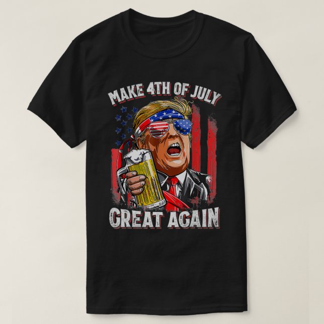 Make 4th Of July Great Again Trump American Flag B T-Shirt (Design Front)