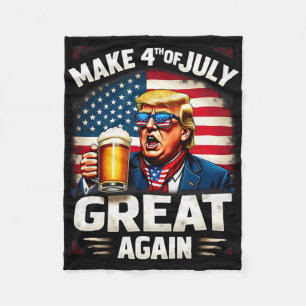 Make 4th Of July Great Again Trump Beer Drinking 1 Fleece Blanket