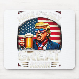 Make 4th Of July Great Again Trump Beer Drinking 1 Mouse Mat