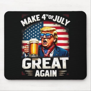 Make 4th Of July Great Again Trump Beer Drinking Mouse Mat