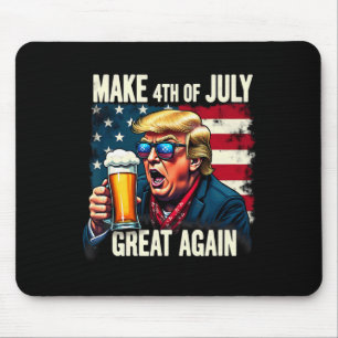 Make 4th Of July Great Again Trump Beer Drinking Mouse Mat