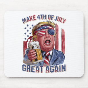 Make 4th Of July Great Again Trump Beer Patriotic Mouse Mat