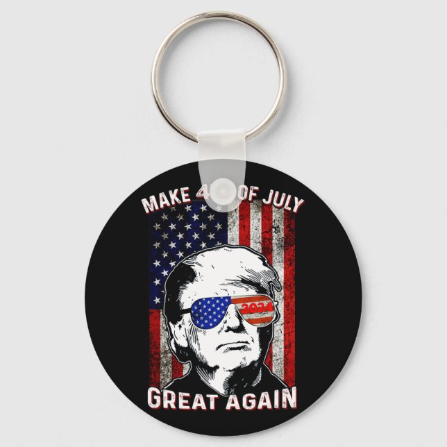 Make 4th Of July Great Again Trump  Key Ring (Front)