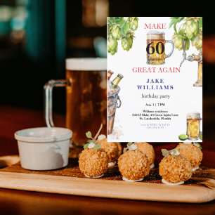 Make 60 Great Again Beer Birthday Party Postcard