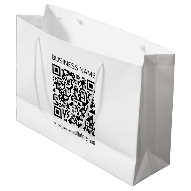 Make a Business QR Code Instantly & Editable Text Large Gift Bag (Front Angled)