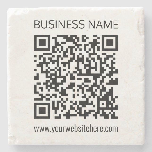 Make a Business QR Code Instantly & Editable Text Stone Coaster (Front)