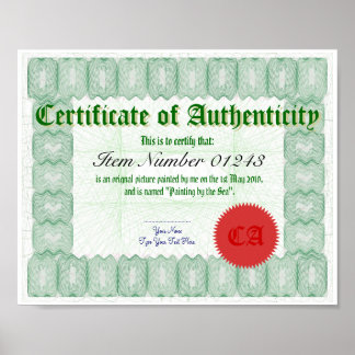 Make a Certificate of Authenticity Print