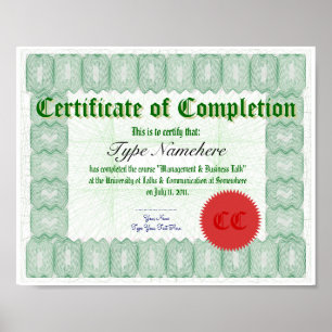 Make a Certificate of Completion Print