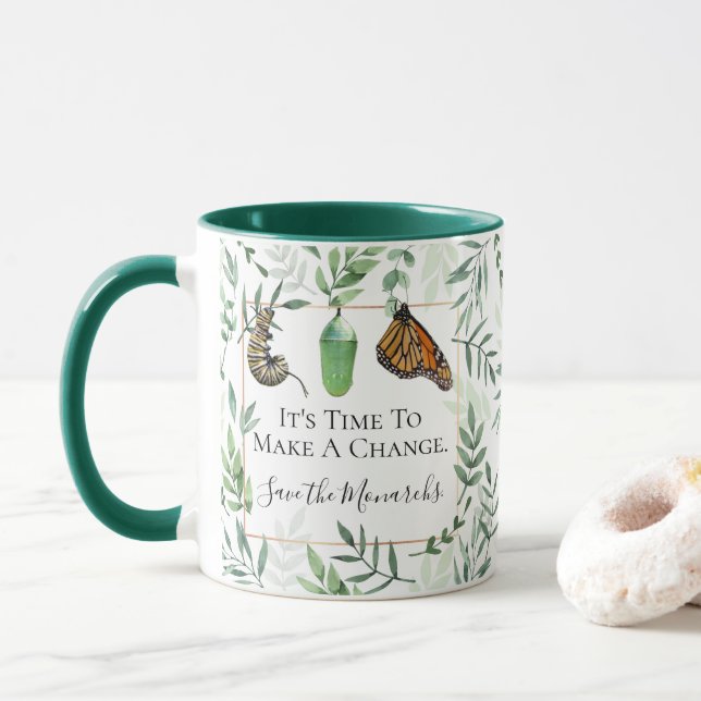 Make a Change Monarch Butterfly Conservation Mug (With Donut)