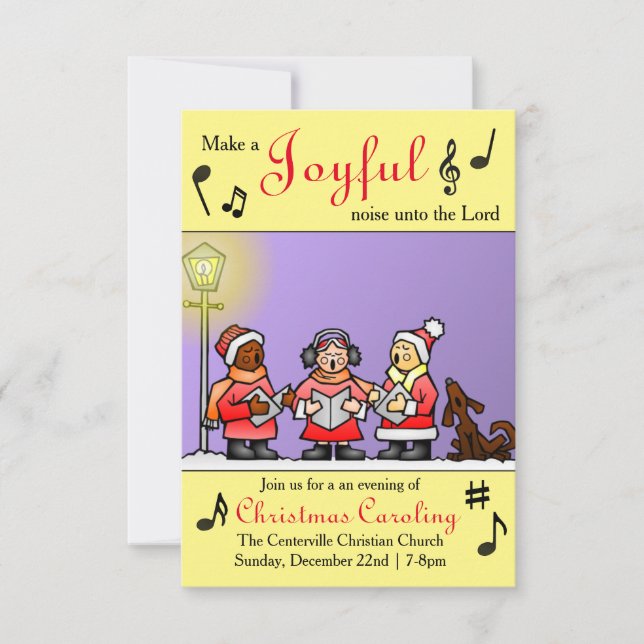 Make a Joyful Noise - 3x5 Caroling Invitation (Front)