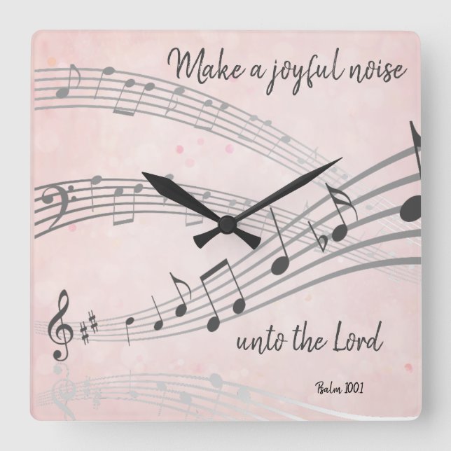 Make a Joyful noise Bible Verse  Square Wall Clock (Front)