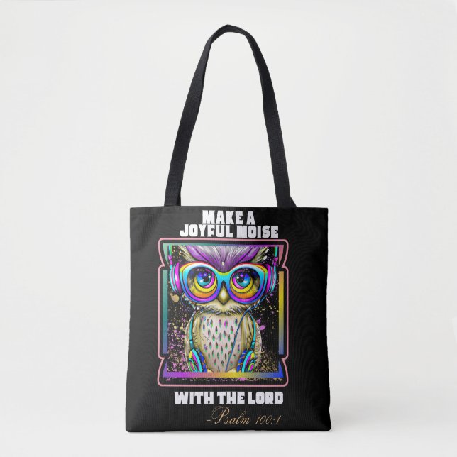 Make a Joyful Noise Christian Faith Tote Bag (Front)