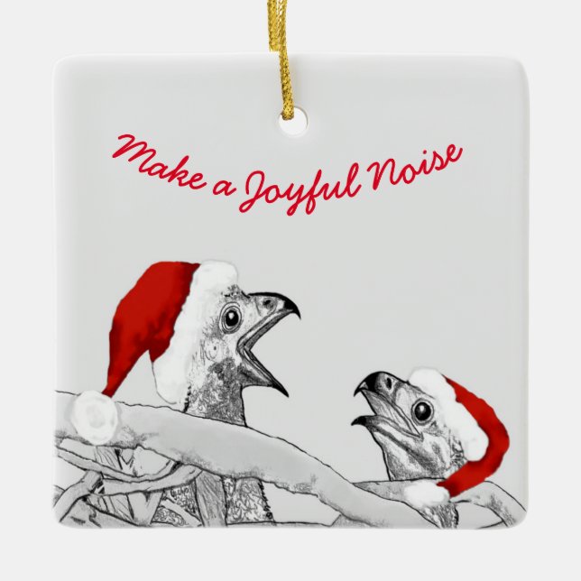 Make A Joyful Noise Eagles HOME Second Nature B+W Ceramic Ornament (Front)