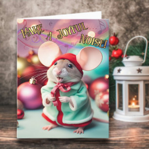 Make A Joyful Noise Happy Mouse Singing Christian  Holiday Card