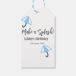 Make a splash blue umbrella summer pool birthday p gift tags