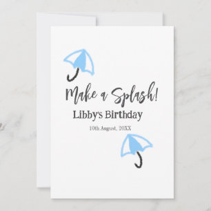 Make a splash blue umbrella summer pool birthday p invitation