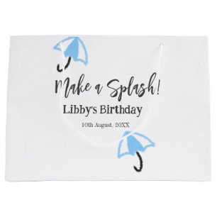 Make a splash blue umbrella summer pool birthday p large gift bag