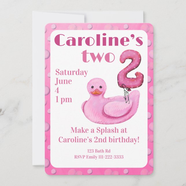 Make a Splash Rubber Duck 2nd Birthday Invitation (Front)