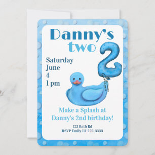 Make a Splash Rubber Duck 2nd Birthday Invitation