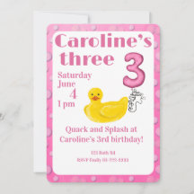 Make a Splash Rubber Duck 3rd Birthday Invitation